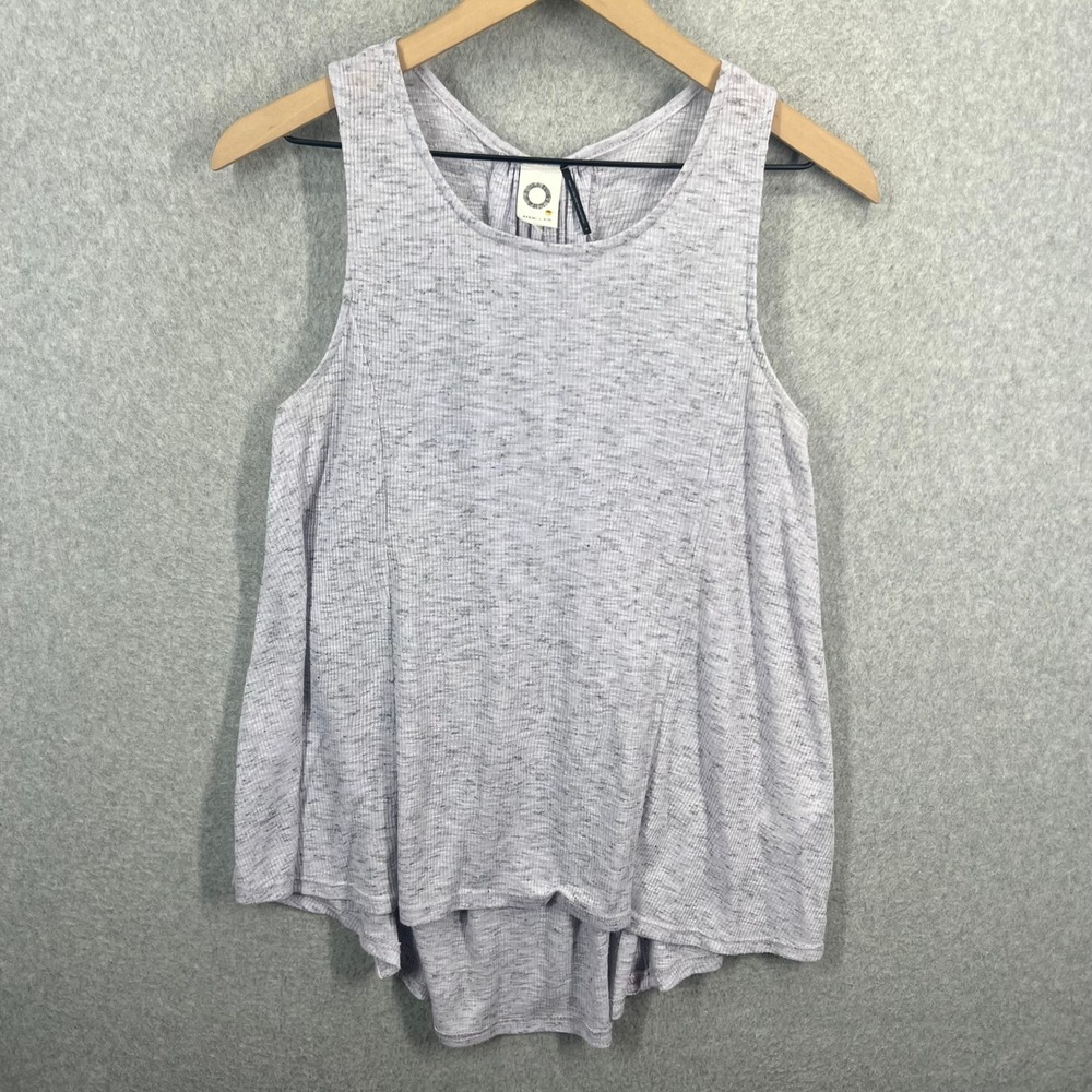Akemi + Kin Womens Purple Heathered Rib‎ Knit Lace Up Back Tank Top Size M 7269